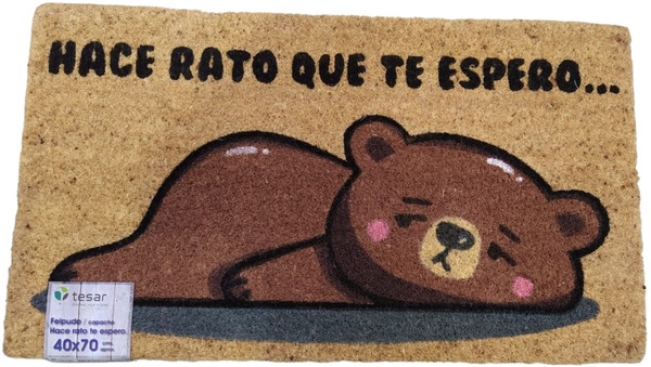 Felpudo Coco 40x70 Hace Rato Te Espero - Oso Felpudo Coco 40x70 Hace Rato Te Espero - Oso